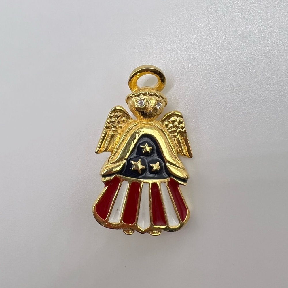 Vintage Angel Brooch and Pendant, Patriotic Signed L. Razza USA Angel